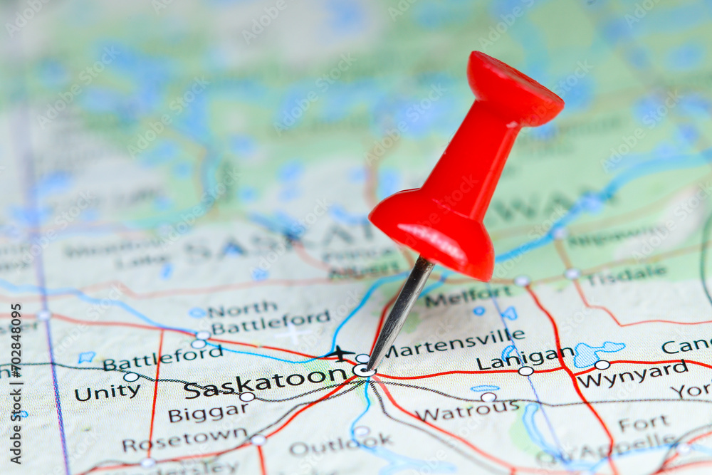 Saskatoon, Canada pin on map Saskatoon, Canada pin on map