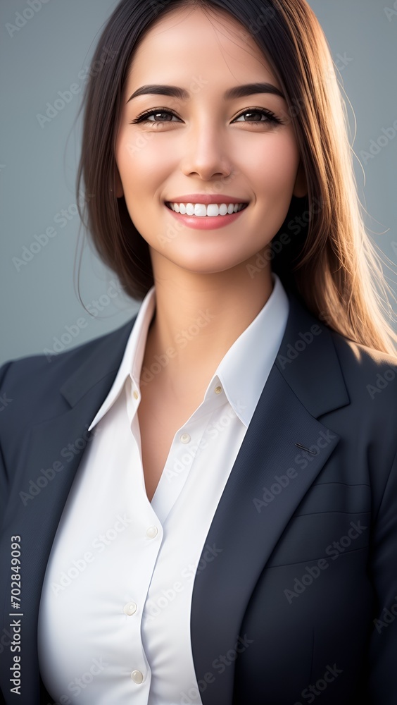 An attractive Asian woman wearing a business suit, embodying the idea of business professionalism. An attractive Asian woman wearing a business suit, embodying the idea of business professionalism.