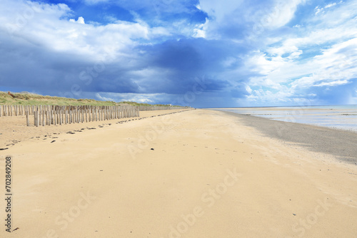 Idyllic sand beach near Granville in Cotentin peninsula, Normandy, France