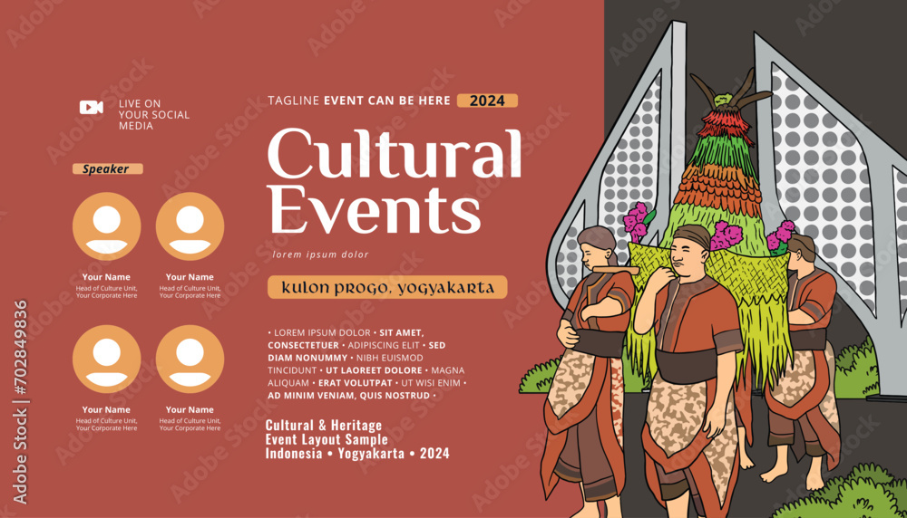 Creative Cultural design layout template background with Kulon Progo culture