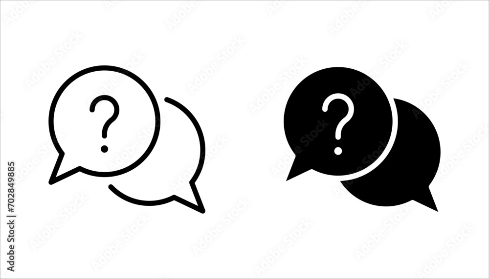 Question mark in a speech bubble icon set, vector illustration on white background - obrazy, fototapety, plakaty 