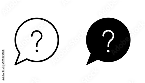 Question mark in a speech bubble icon set, vector illustration on white background