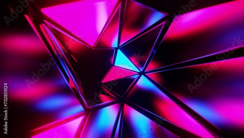 Abstract 3d background with blue and pink lights. Infinitely looped animation. photo