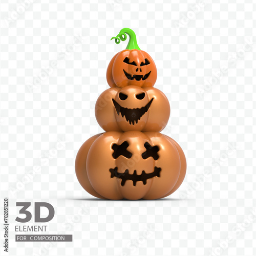 Scary halloween pumpkin 3d rendering