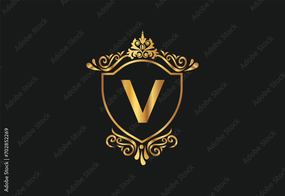 V latter logo design with nature beauty Premium Vector