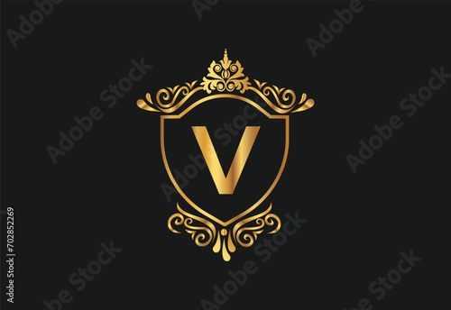 V latter logo design with nature beauty Premium Vector