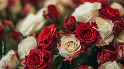 Background of red and white roses.