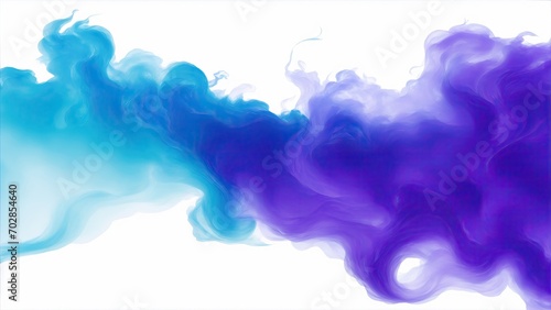 Cyan and Purple smoke clouds on a white background