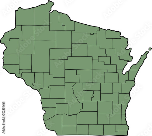 Foto doodle freehand drawing of wisconsin state map.