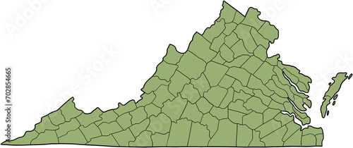 doodle freehand drawing of virginia state map.