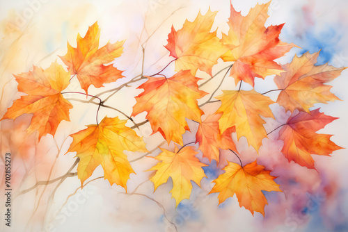 Yellow leaves autumnal seasonal fall tree plant background maple nature foliage