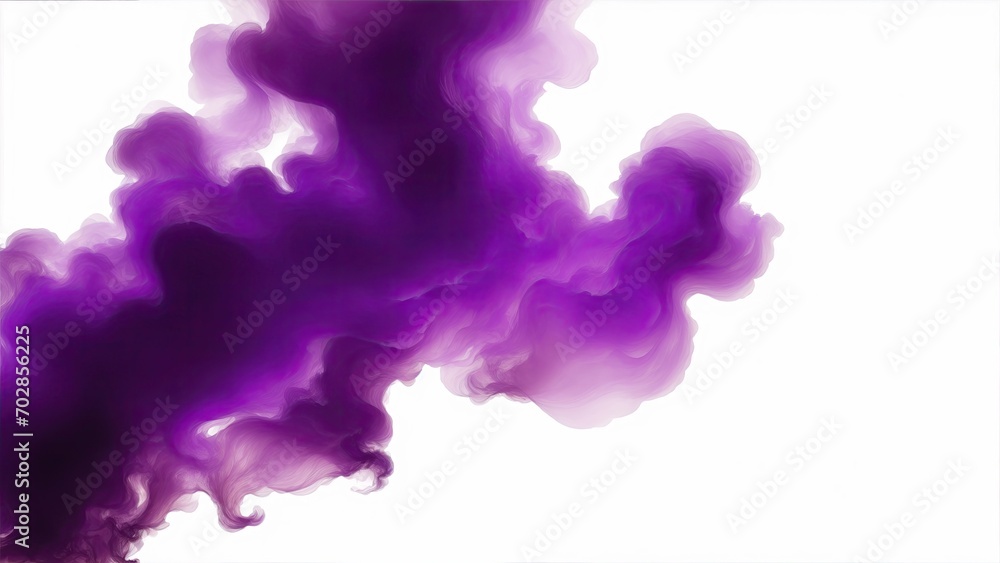 Purple smoke cloud on a white background