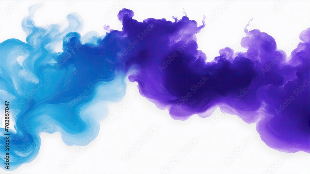 Blue and Purple smoke cloud on a white background