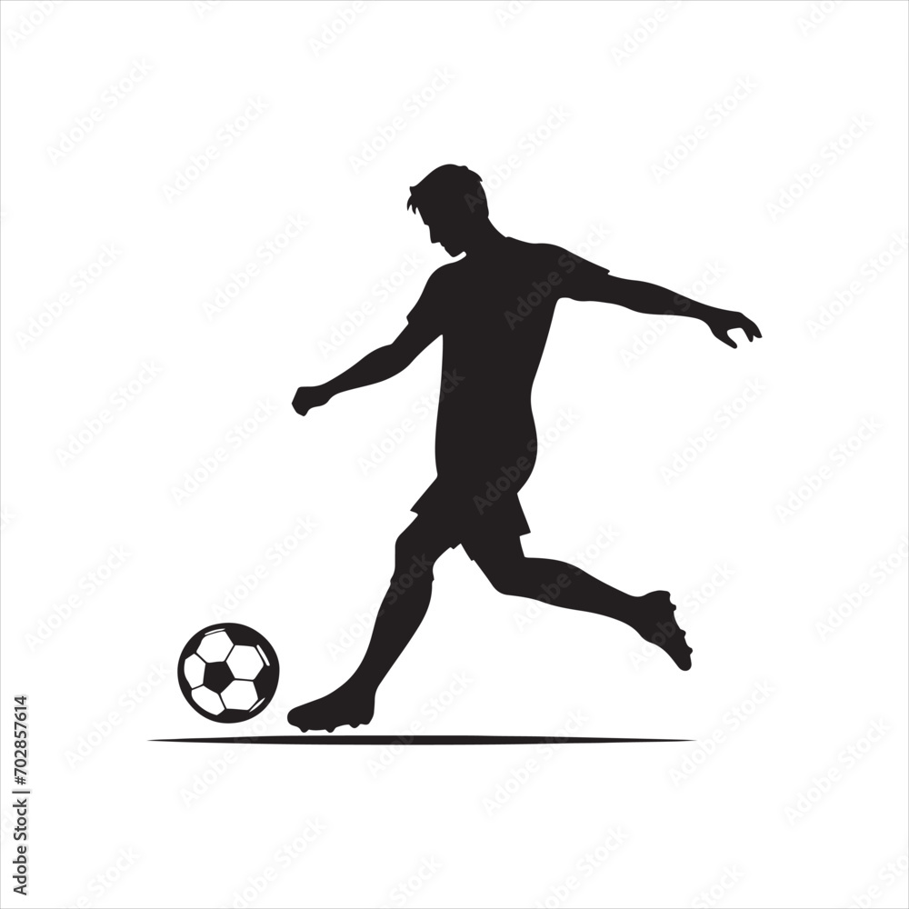 Athletic Power: Silhouette of a Football Player Displaying Strength, Perfect for Sports Graphics and Sportsman Black Vector Stock

