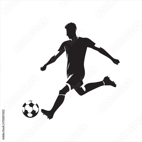 Dynamic Strategies: A Silhouette of a Football Player Strategizing on the Field, Great for Sports Campaigns and Sportsman Black Vector Stock 