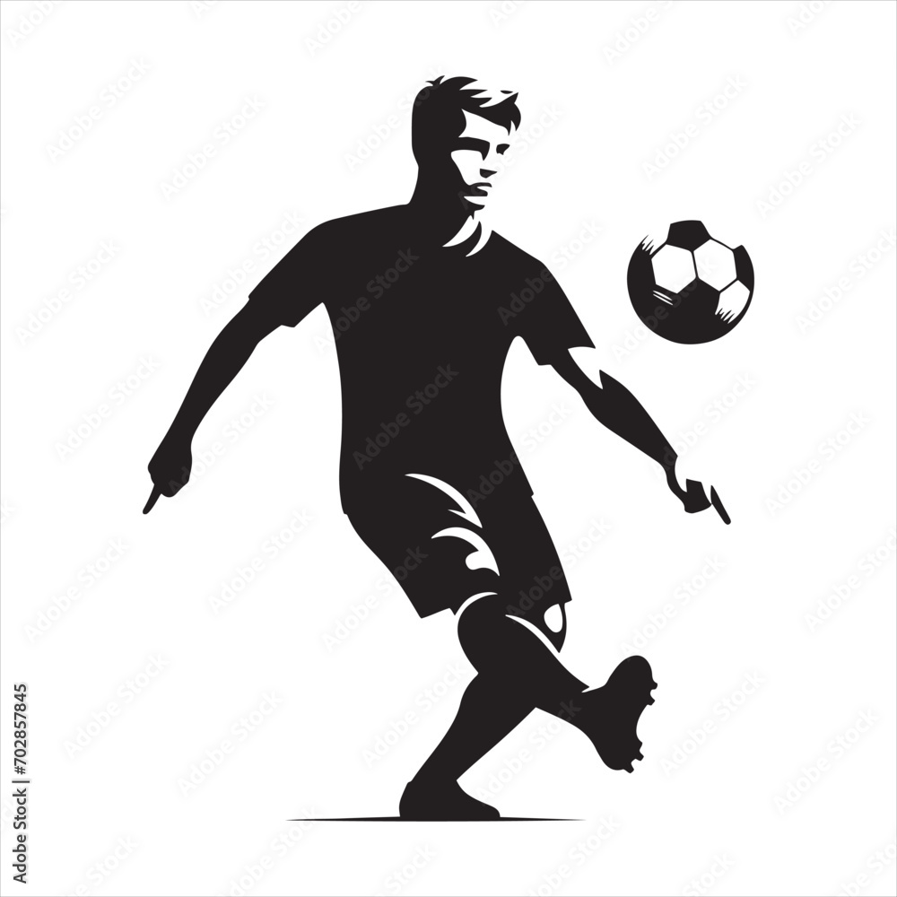 Athletic Power: Silhouette of a Football Player Displaying Strength, Perfect for Sports Graphics and Sportsman Black Vector Stock
