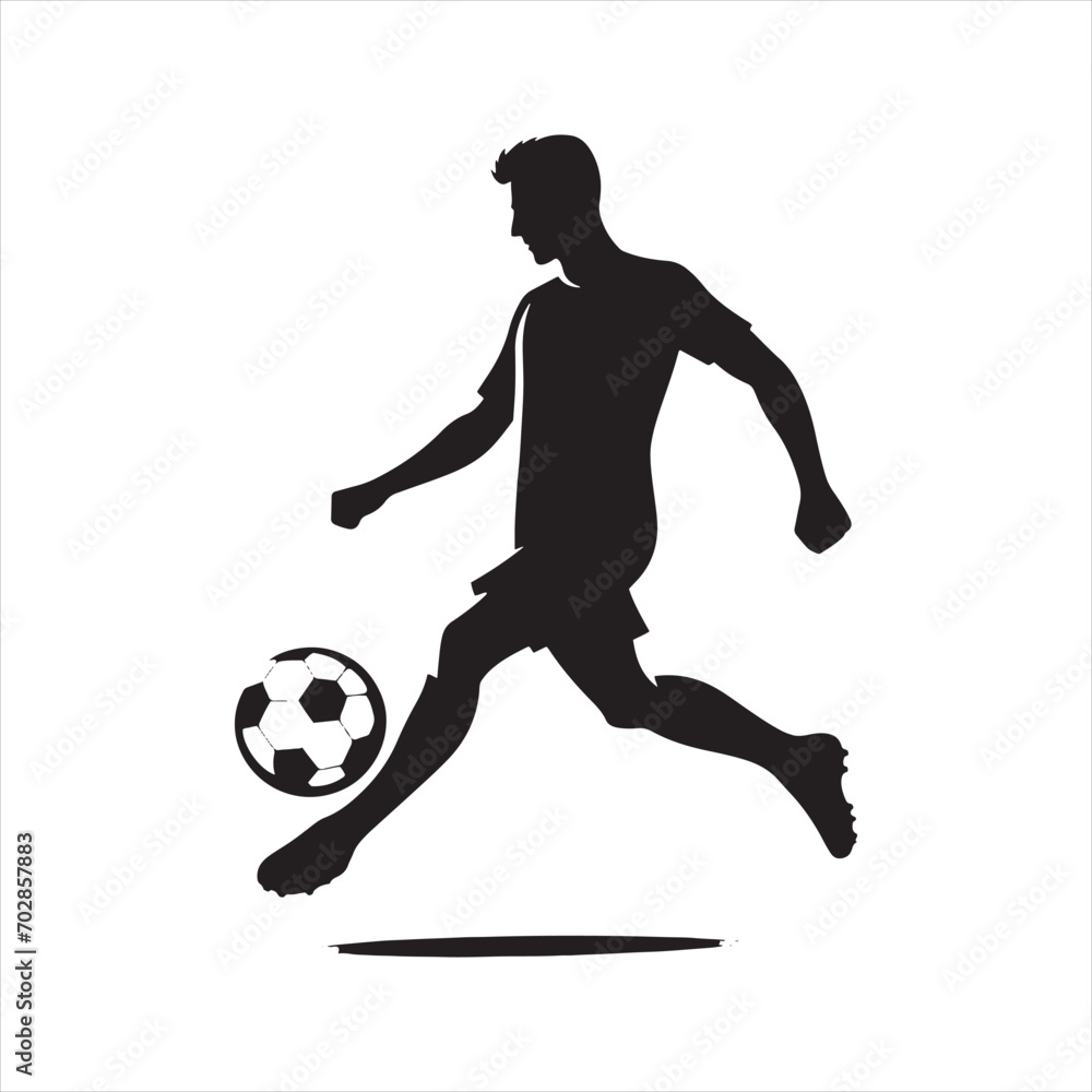 Dynamic Sprint: Football Player Silhouette Racing Towards Victory, Perfect for Sports Promotions and Sportsman Black Vector Stock
