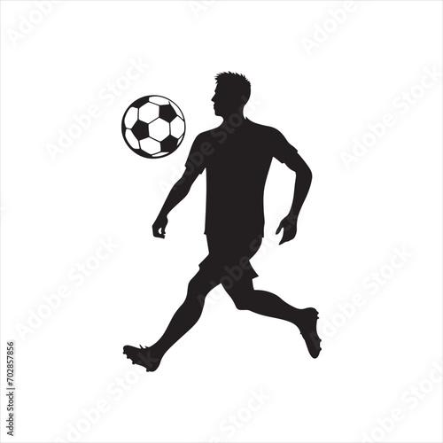 Sporting Triumph: Football Player Silhouette in Winning Pose, Ideal for Sports-themed Designs and Sportsman Black Vector Stock 