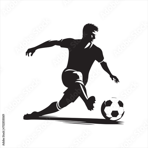 Victory Charge: A Silhouette of a Football Player Leading the Team, Great for Sports Advertising and Sportsman Black Vector Stock
