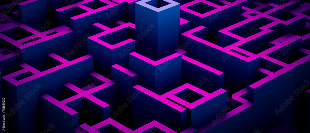puzzle concept featuring a complex labyrinth and glowing path. puzzle concept featuring a complex labyrinth and glowing path.