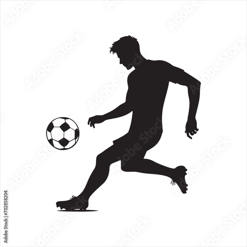 Sporting Intensity: Football Player Silhouette in the Heat of the Game, Great for Sports Illustrations and Sportsman Black Vector Stock
