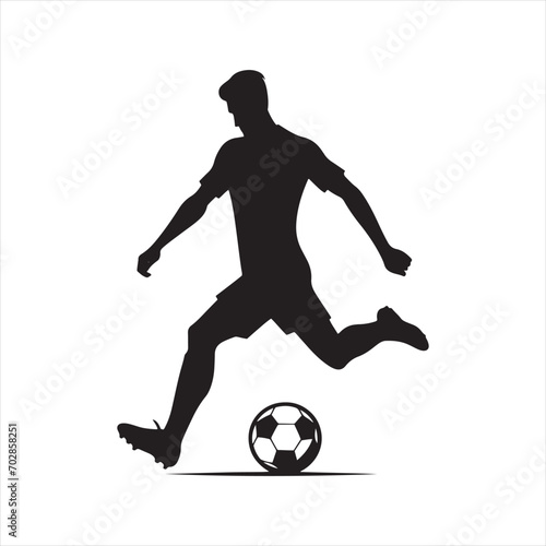 Striking Pose: Silhouette of a Football Player Executing a Dynamic Move, Great for Sports Marketing and Sportsman Black Vector Stock 