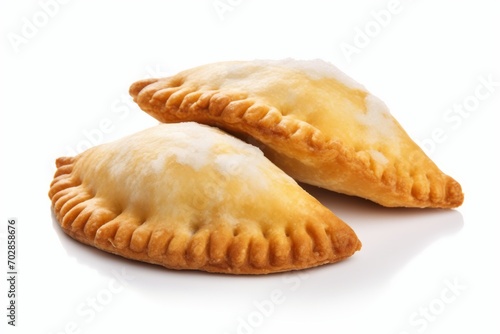 Traditional Argentine empanadas with meat isolated on white background