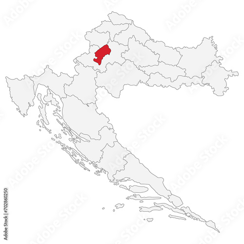 Map of Croatia with Zagreb a capital city.