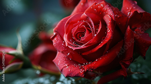 red rose with water drops  love concept