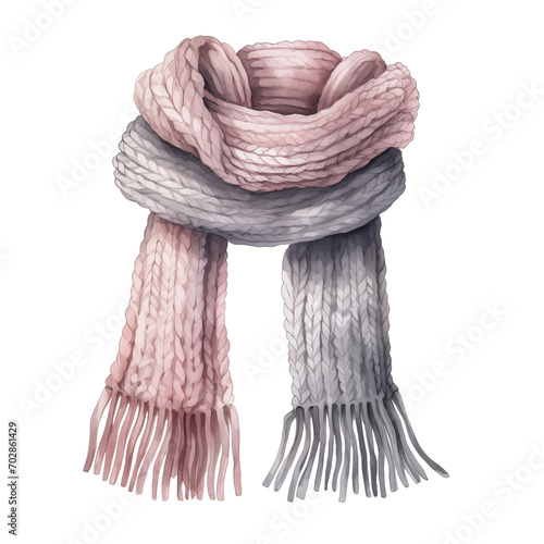 Colorful winter scarf, winter accessories, watercolor illustration