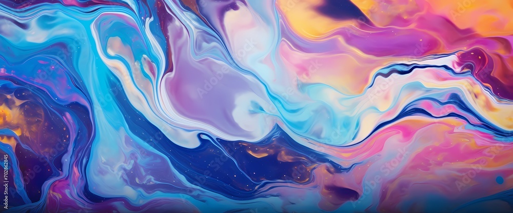 A close-up shot of a marble texture unveils a stunning abstract background with a kaleidoscope of vibrant colors.