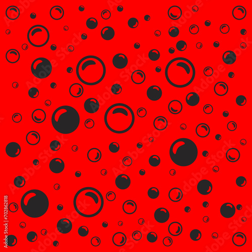 Εκτύπωση καμβά Black soap bubbles on a light red background.