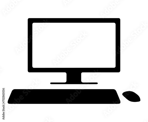 Computer set with monitor, keyboard and computer mouse a vector illustration on white background