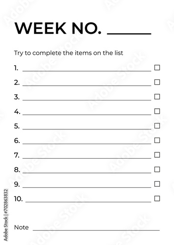 List of the week. Checklist template. (ID: 702863832)