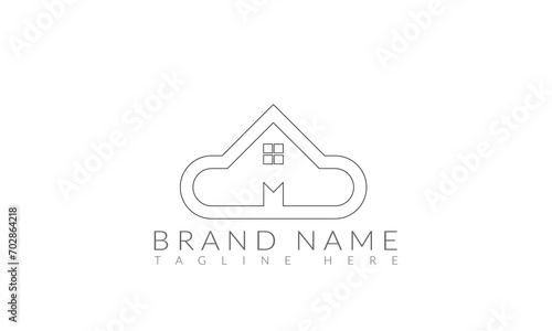 Minimalist simple home real estate logo and house icon In Vector