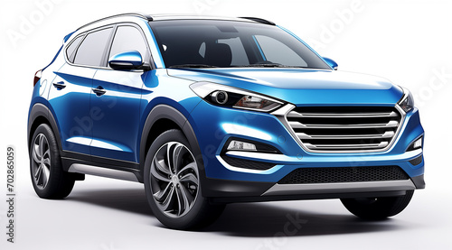 Generic and unbranded blue suv on a white background photo