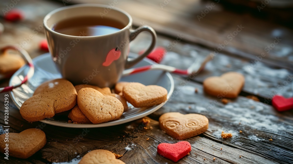 Heart Shaped Cookies and Tea for Valentine's Day

