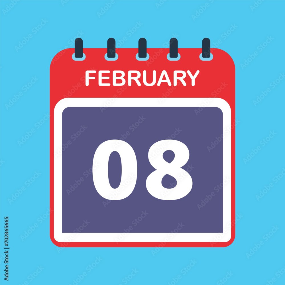 8th February calendar icon. Calendar template for the days of February. vector illustrator. 8th February calendar icon. Calendar template for the days of February. vector illustrator.