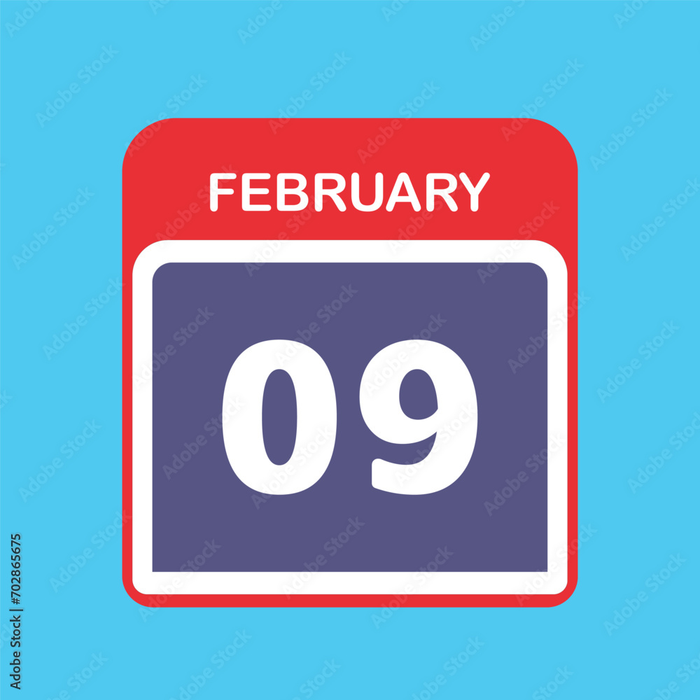 9th February calendar icon. Calendar template for the days of February. vector illustrator. 9th February calendar icon. Calendar template for the days of February. vector illustrator.