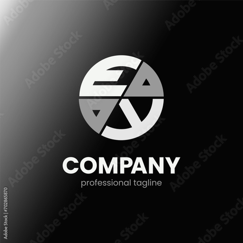 letter ET initial in monochrome flat design circle shape logo vector illustration