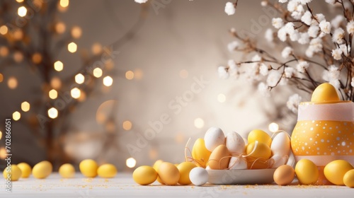 A studio background for product package mockup and food with blank label, Easter festival, Christmas, Light Effect background photo