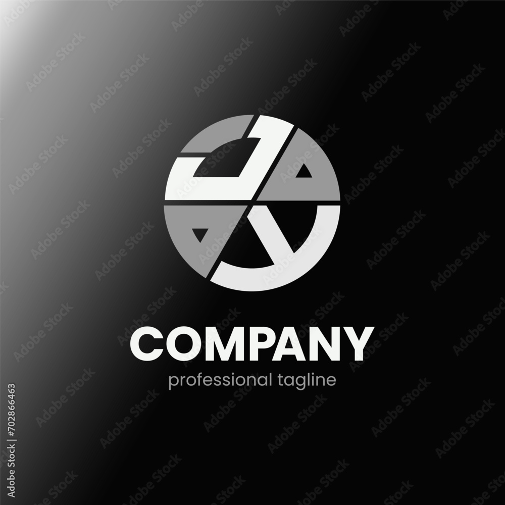 letter JT initial in monochrome flat design circle shape logo vector illustration letter JT initial in monochrome flat design circle shape logo vector illustration