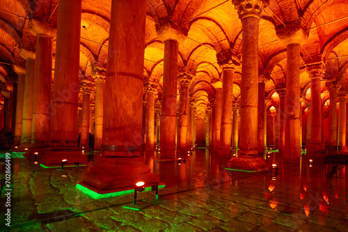One of the most famous tourist places in Istanbul. Basilica Cistern. photo