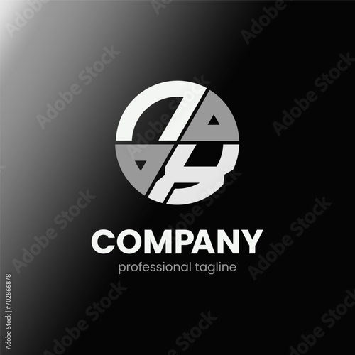 letter NX initial in monochrome flat design circle shape logo vector illustration
