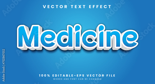 Medicine 3d editable text effect premium vector