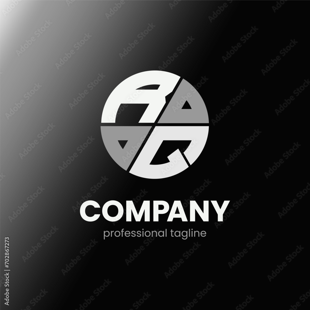 letter RQ initial in monochrome flat design circle shape logo vector illustration letter RQ initial in monochrome flat design circle shape logo vector illustration