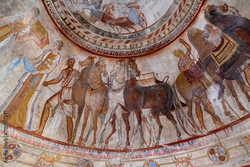 Ceiling fragment of Thracian Tomb of Kazanlak. Stara Zagora Province, Bulgaria. Southeast Europe.