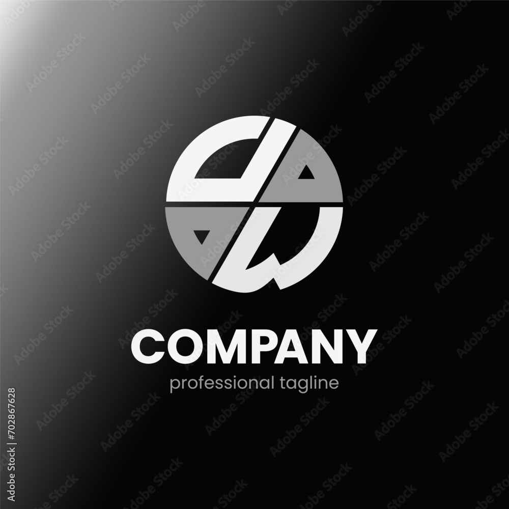 letter UW initial in monochrome flat design circle shape logo vector illustration letter UW initial in monochrome flat design circle shape logo vector illustration