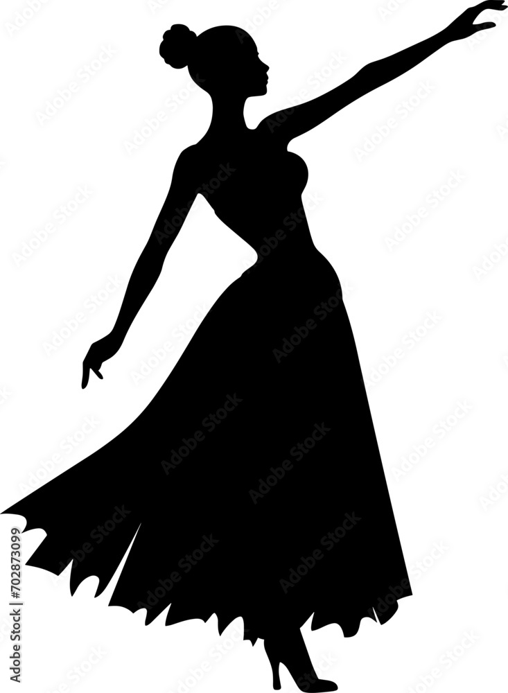 Beautiful drawing ballerina on a white background,sketch,vector. The black silhouette of a dancer. AI generated illustration.