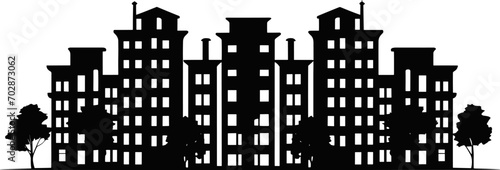 Vector city silhouette with windows. Vector Illustration. AI generated illustration.